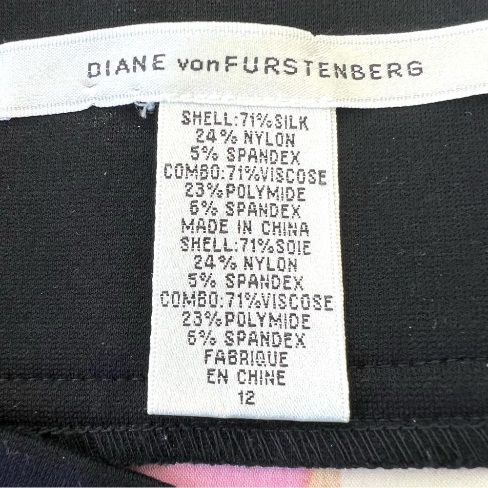 DIANE VON FURSTENBERG Payne Multicolor Silk Blend Side Pockets Mini Skirt Sz 12